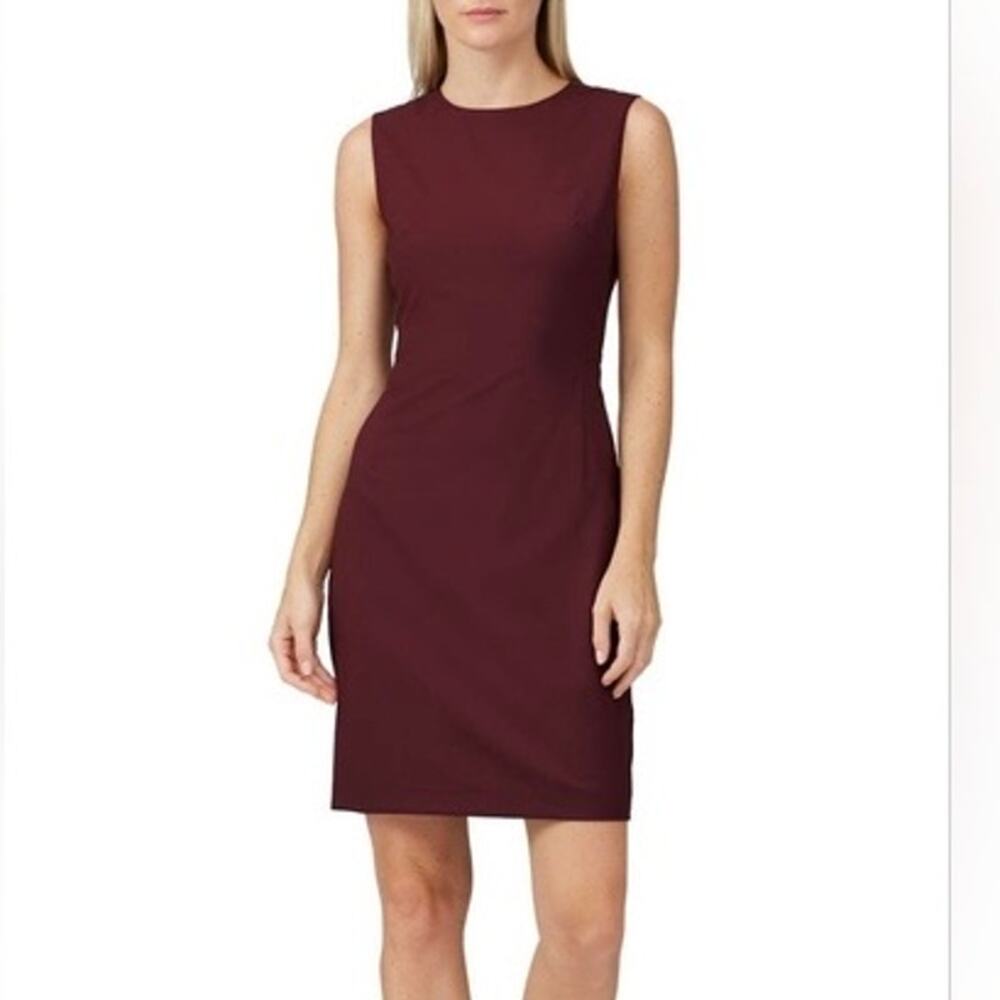 Theory Classic Power Sheath Sleeveless Wool Dress Burgundy Size 8